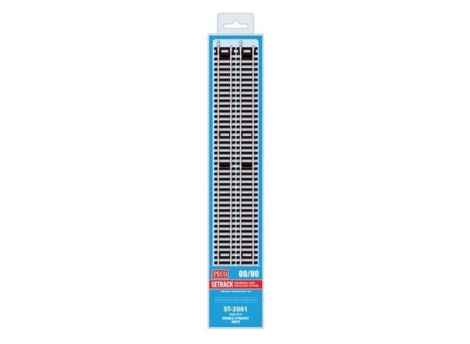 Code 100 Nickel Silver Double Straight - Setrack -- 13-3/16′ 335mm pkg(8), HO, Peco ST2001
