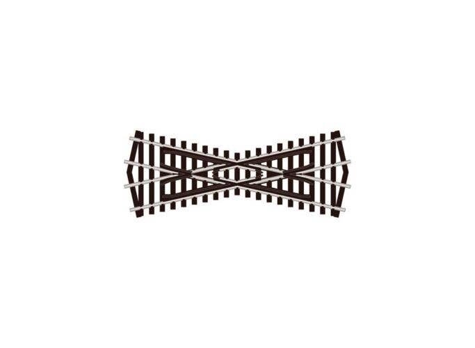 Code 80 Short Insulfrog Crossing w/Wood Ties - Streamline -- 25 Degree Angle, N, Peco SL393