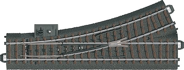3-Rail C Track - My World -- Manual Turnout - Left-Hand, HO, Marklin, Inc 20611