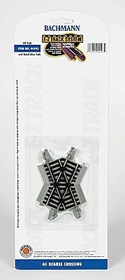 Crossing w/Nickel Silver Rail & Gray Roadbed - E-Z Track(R) -- 45-Degree, HO, Bachmann Industries 44543