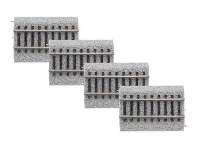 Straight Code 83 Roadbed Track - MagneLock -- 3′ 7.6cm pkg(4), HO, Lionel 8768034