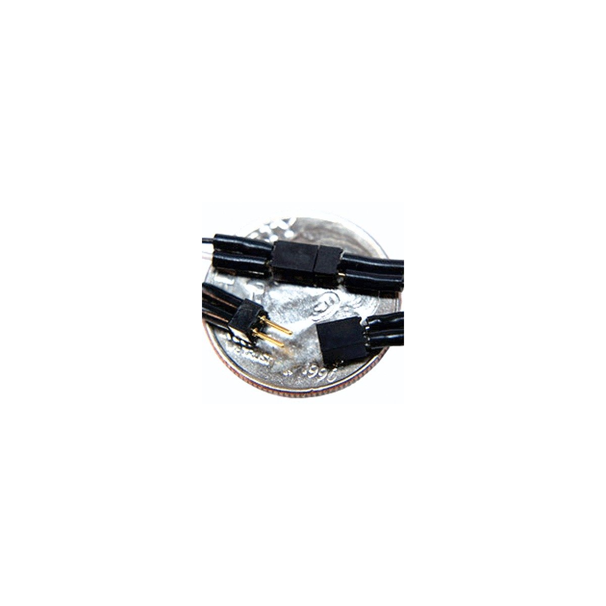 2-Pin Mini Connector Set (1 Male, 1 Female) -- .12 x .085 x .243′ with 7′ Attached Wires, ALL, Train Control Systems 1301