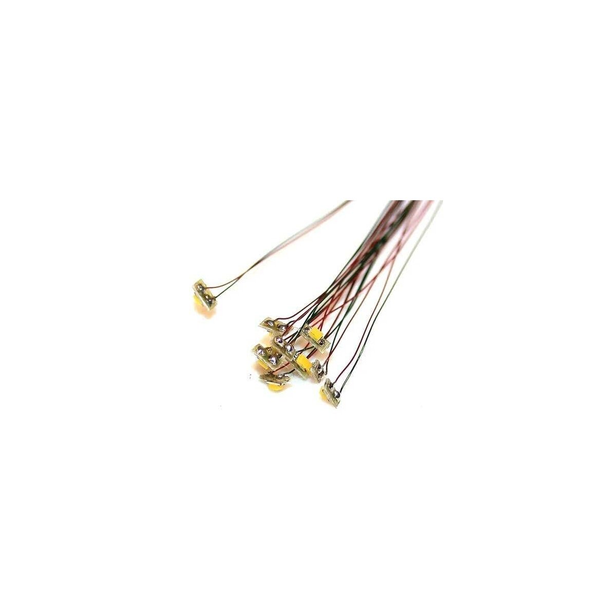 Surface-Mount LED w/6′ 15.2cm w/Attached Magnet Wire Lead 10-Pack -- Yellow, ALL, Train Control Systems 1404