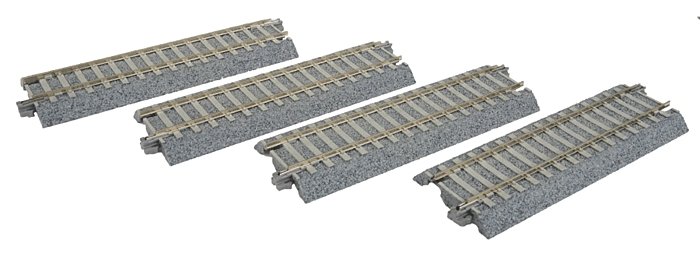 Straight Track w/Concrete Ties - Unitrack -- 4-7/8′ 123mm pkg(4), HO, Kato USA Inc 2141