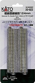 Concrete Tie Double-Track Straight -- 4-7/8′ 124mm pkg(2), N, Kato USA Inc 20023