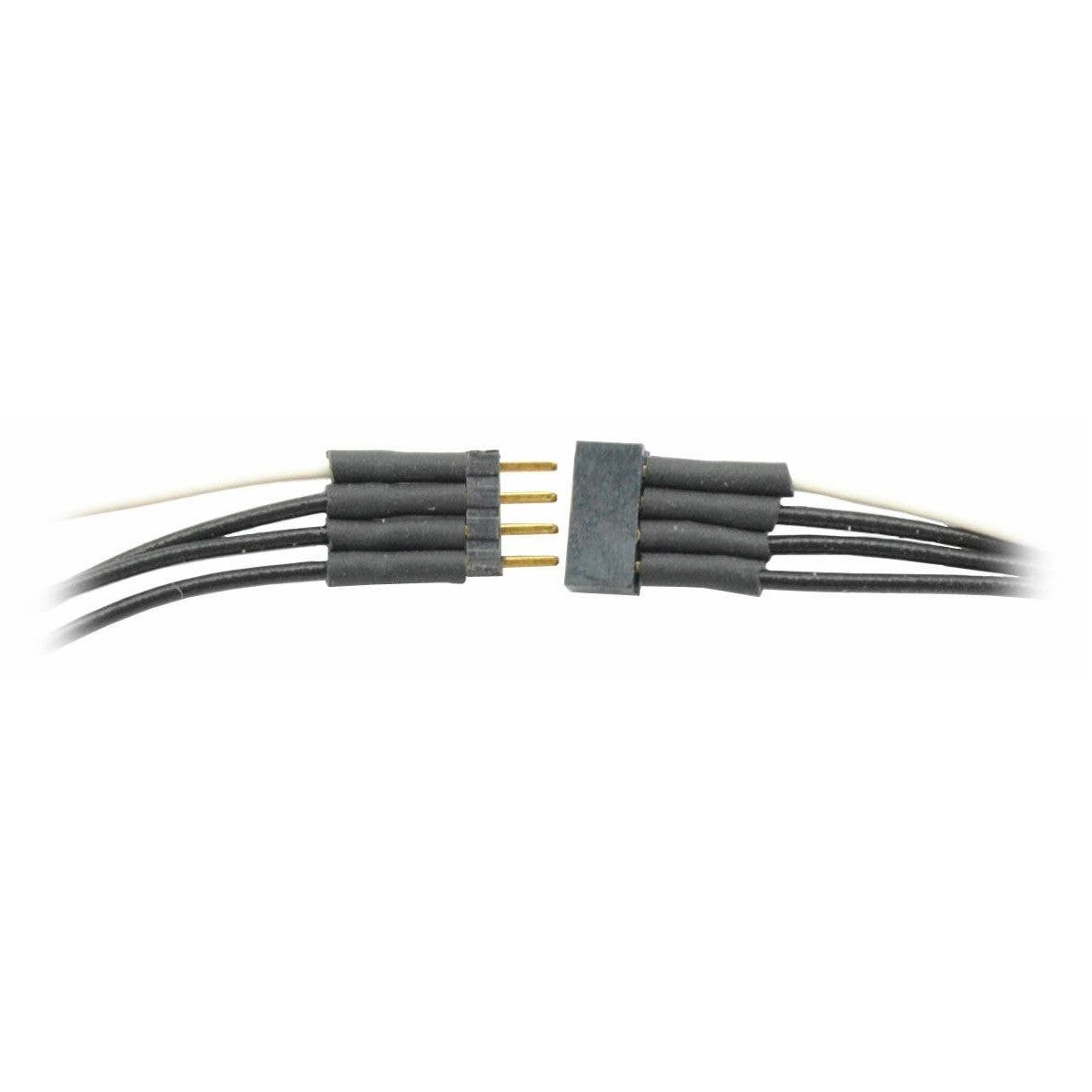 Micro Connector Set (1 Male, 1 Female) -- 4-Pin Linear Array w/6′ 32-Gauge Wires (3 black, 1 white) .122 x .059 x .170′, ALL