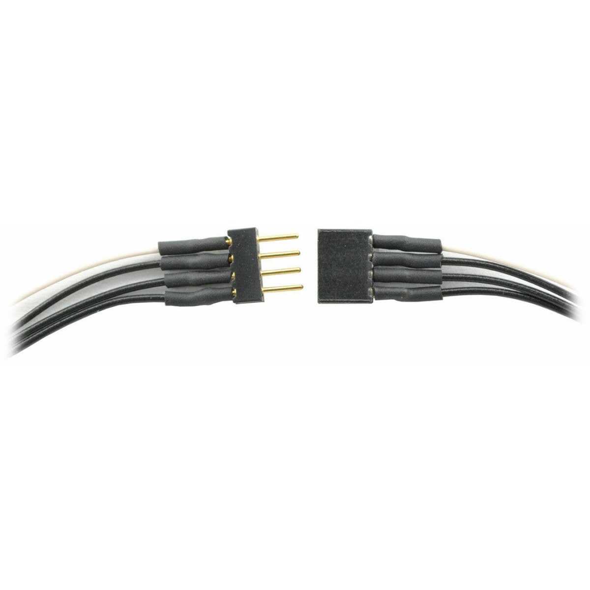 Mini Connector Set (1 Male, 1 Female) -- 4-Pin Linear Array w/6′ 32-Gauge Wires (3 black, 1 white) .214 x .083 x .240′, ALL,