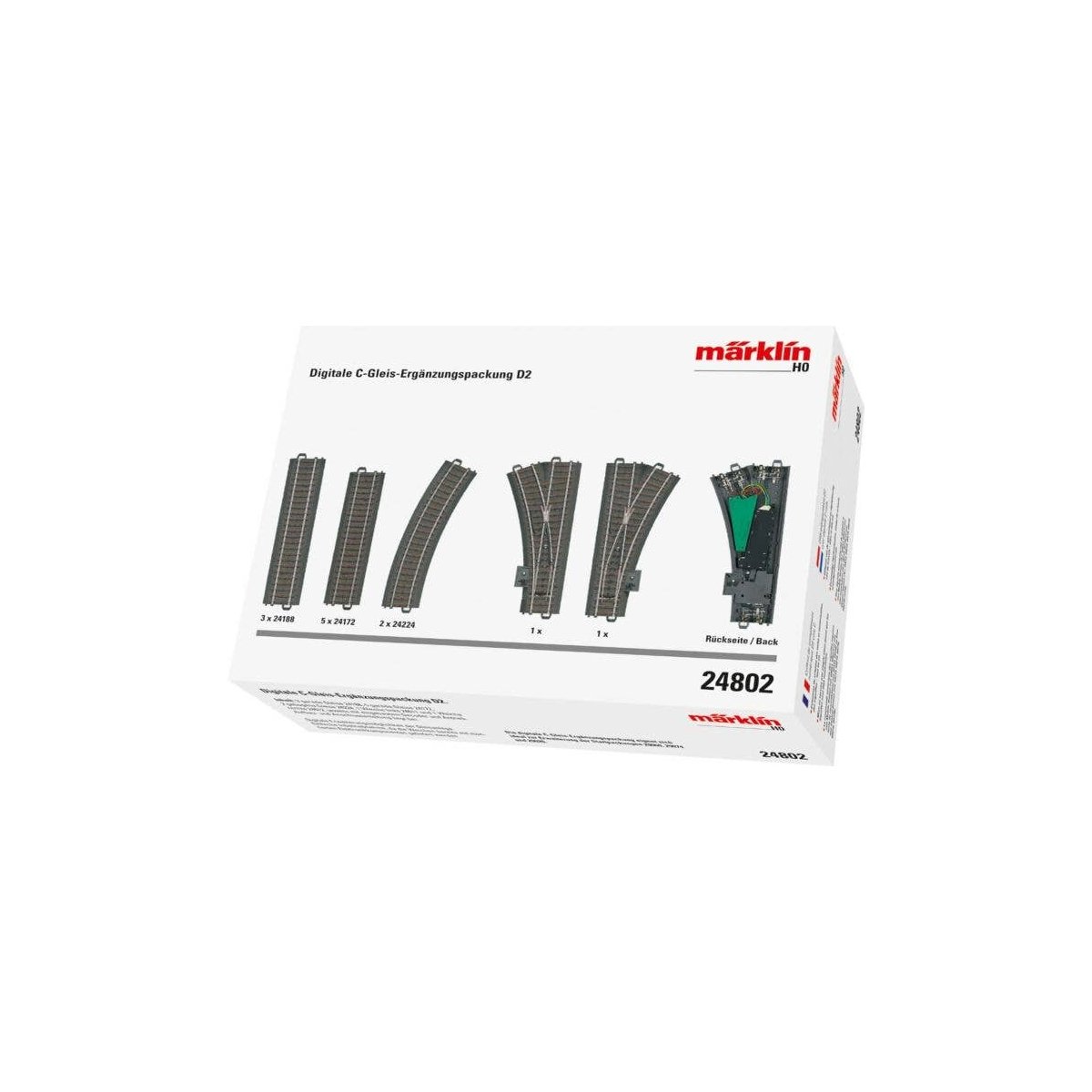 D2 C-Track 3-Rail Extension Set w/Digital Turnouts -- Requires Central Station for Digital Turnout , HO, Marklin, Inc 24802