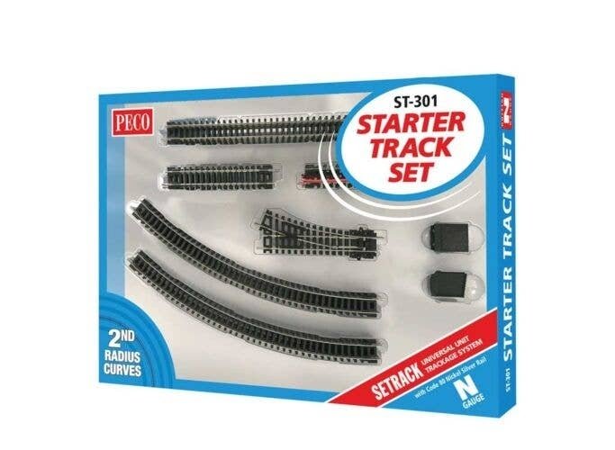 Code 80 Starter Track Set - Setrack -- Oval with 9′ 22.8cm Radius Curves, Planbook, N, Peco ST300