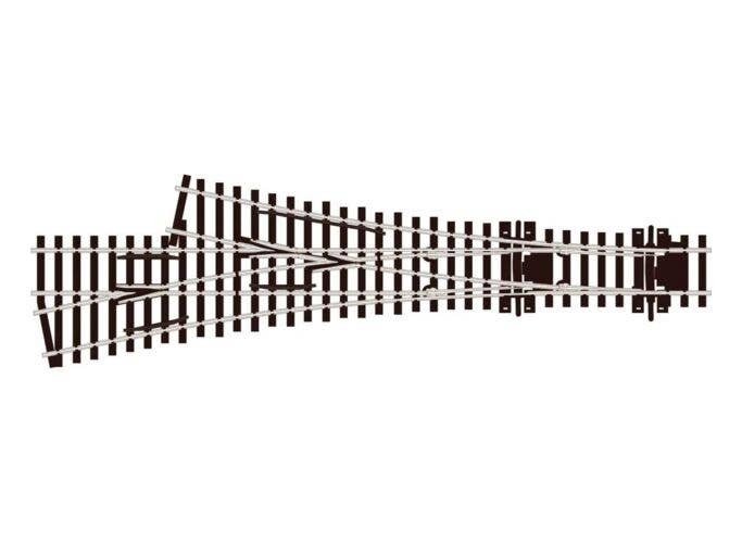 Code 75 Staggered 3-Way Turnout w/Electrofrog, HO, Peco SLE199