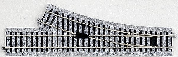 Manual Turnout - Unitrack -- Right Hand 9-3/4` 246mm Long, 19-1/4` 490mm Radius, HO, Kato USA Inc 2841