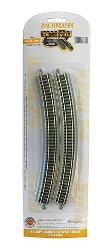 E-Z Track(R) w/Nickel Silver Rail & Gray Roadbed -- 15-1/2′ Radius Curved Section pkg(6), N, Bachmann Industries 44854