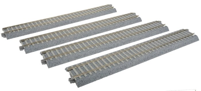 Straight Track w/Concrete Ties - Unitrack -- 9-3/4′ 246mm pkg(4), HO, Kato USA Inc 2152