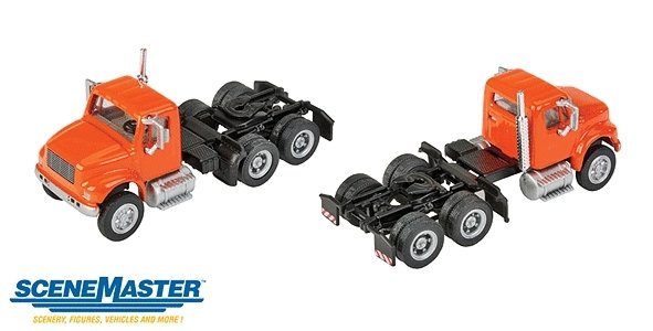 International(R) 4900 Dual-Axle Semi Tractor Only - Assembled -- Orange, HO, Walthers SceneMaster 11183