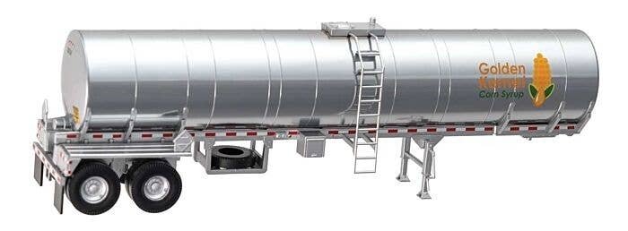 Food Grade Tank Trailer - Assembled -- Golden Kernel Corn Syrup, HO, Walthers SceneMaster 12354