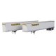 53′ Stoughton Trailer 2-Pack - Assembled -- J.B. Hunt (white, yellow, black), HO, Walthers SceneMaster 2462