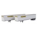53′ Stoughton Trailer 2-Pack - Assembled -- J.B. Hunt (white, yellow, black), HO, Walthers SceneMaster 2462