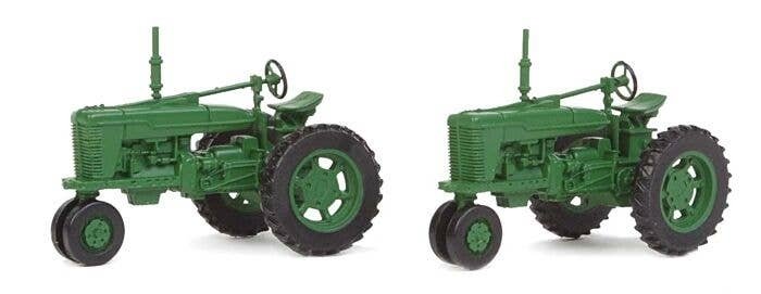 Farm Tractor 2-Pack - Assembled -- Green, HO, Walthers SceneMaster 4161