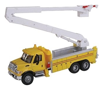 International(R) 7600 Utility Truck w/Bucket Lift - Assembled -- Yellow, HO, Walthers SceneMaster 11752
