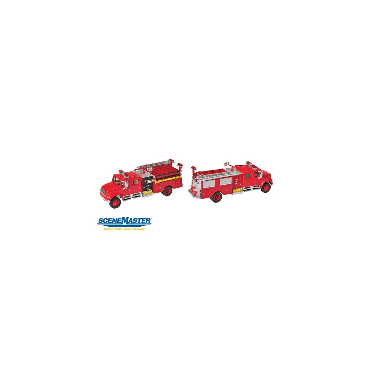 International(R) 4900 Crew Cab Fire Engine - Assembled -- Red, HO, Walthers SceneMaster 11841