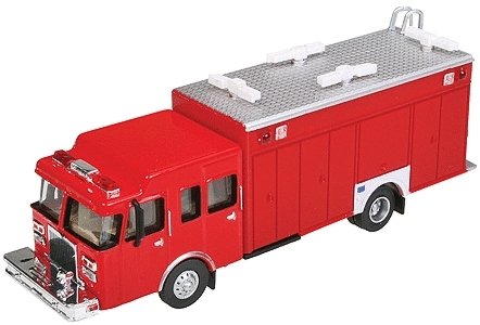 Hazardous Materials Fire Truck - Assembled -- Red, HO, Walthers SceneMaster 13802