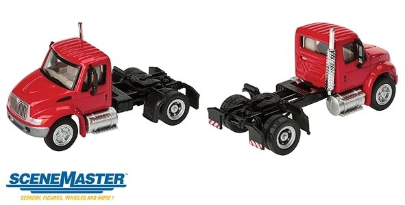 International(R) 4300 Single-Axle Semi Tractor Only - Assembled -- Red, HO, Walthers SceneMaster 11131