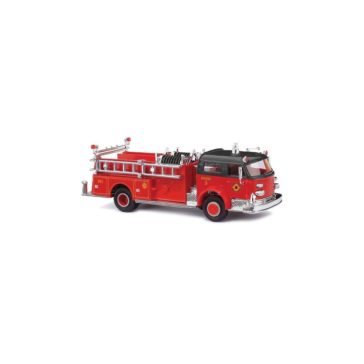 1968 American LaFrance Closed-Cab Pumper - Assembled -- Fire Department (red, black), HO, Busch Gmbh & Co Kg 46018