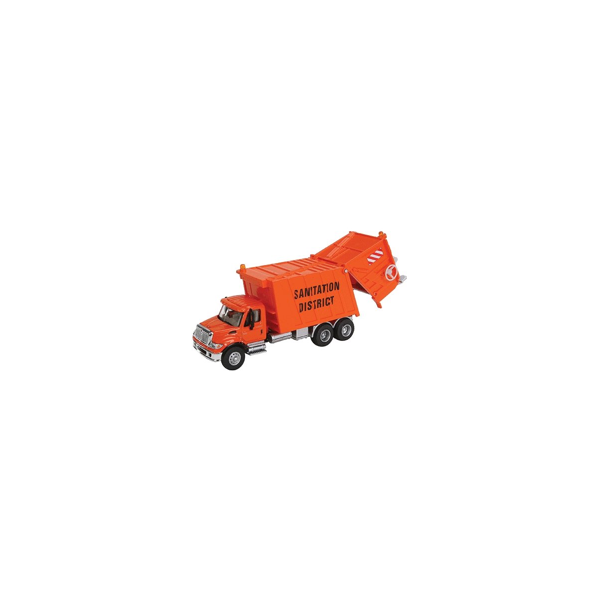 International(R) 7600 Garbage Truck - Assembled -- Sanitation District (orange), HO, Walthers SceneMaster 11770