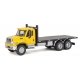 International(R) 7600 3-Axle Flatbed Truck - Assembled -- Yellow Cab, Black Flatbed, HO, Walthers SceneMaster 11653