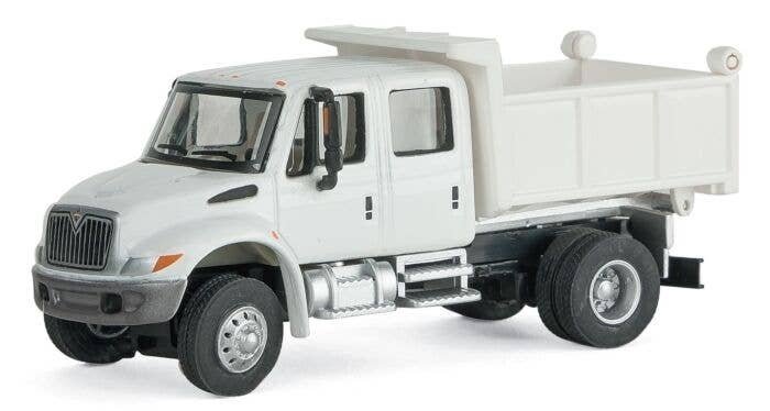 International(R) 4300 Crew Cab Dump Truck - Assembled -- White w/Railroad Maintenance-of-Wa, HO, Walthers SceneMaster 11634