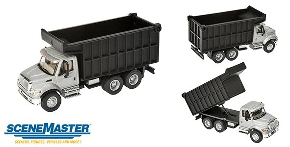 International(R) 7600 Dual-Axle Coal Truck - Assembled -- Silver Cab, Black Box, HO, Walthers SceneMaster 11677