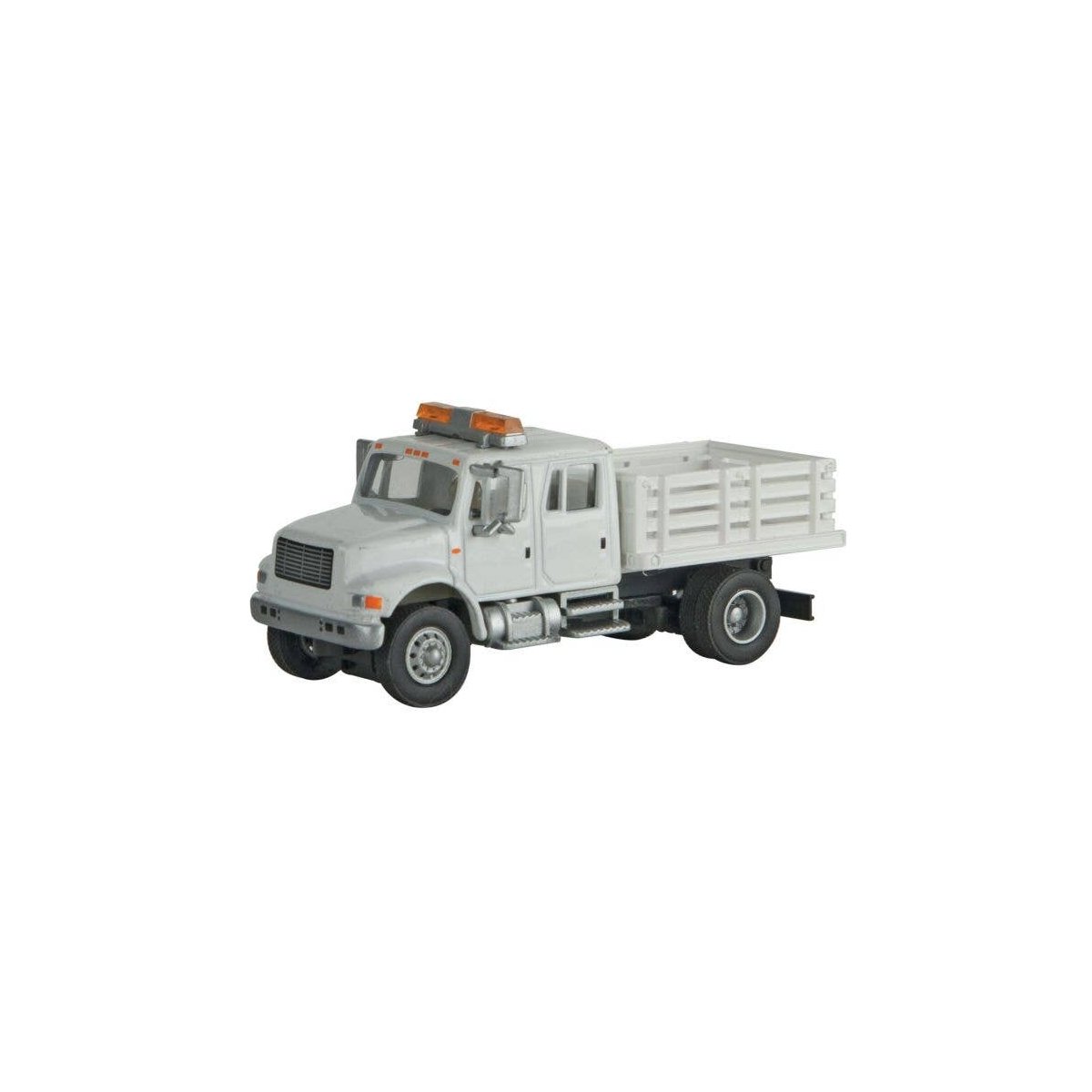 International(R) 4900 Open Stake Bed Utility Truck - Assembled -- White w/Railroad Maintena, HO, Walthers SceneMaster 11894