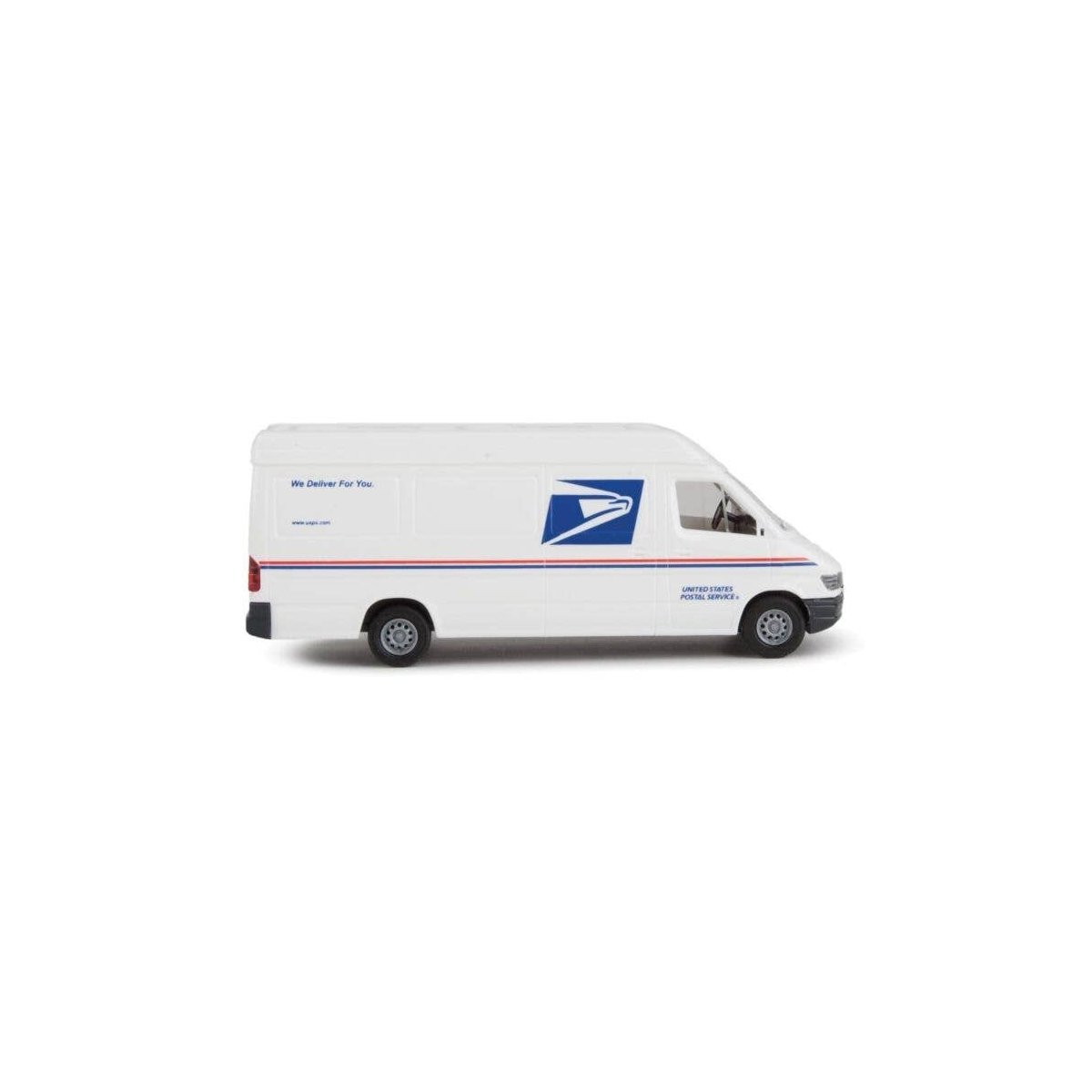 Delivery Van - Assembled -- United States Postal Service (white, blue, red ′We Deliver For , HO, Walthers SceneMaster 12208