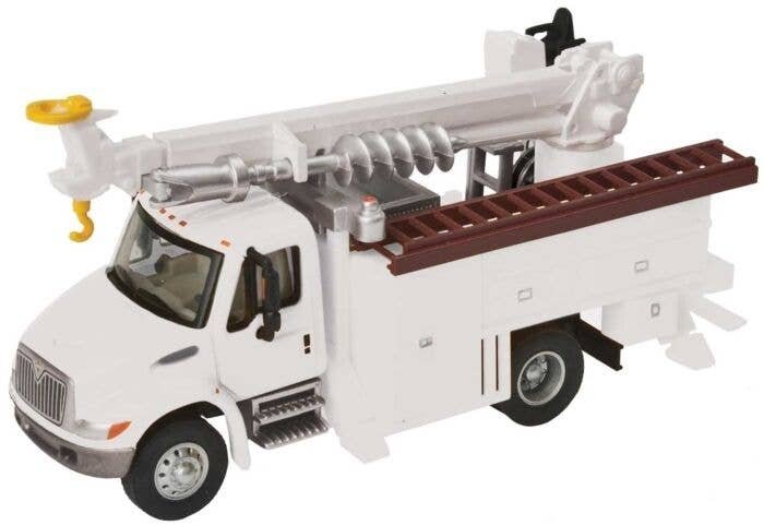 International(R) 4300 Utility Truck w/Drill - Assembled -- White (Includes Utility Company , HO, Walthers SceneMaster 11734