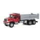 International(R) 7600 3-Axle Heavy-Duty Dump Truck - Assembled -- Red Cab, Silver Dump Body, HO, Walthers SceneMaster 11662