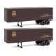 35′ Fluted-Side Trailer 2-Pack - Assembled -- United Parcel Service (1950s-1960s brown, gold, HO, Walthers SceneMaster 2428