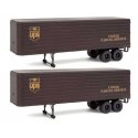35′ Fluted-Side Trailer 2-Pack - Assembled -- United Parcel Service (1950s-1960s brown, gold, HO, Walthers SceneMaster 2428