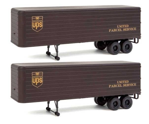 35′ Fluted-Side Trailer 2-Pack - Assembled -- United Parcel Service (1950s-1960s brown, gold, HO, Walthers SceneMaster 2428