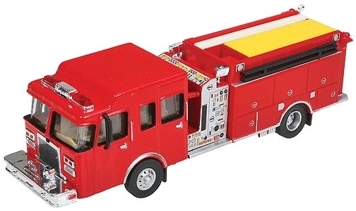 Heavy-Duty Fire Engine - Assembled -- Red, HO, Walthers SceneMaster 13800