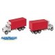 International(R) 4900 Dual-Axle Refrigerated Van - Assembled -- White Cab, Red Body, HO, Walthers SceneMaster 11391