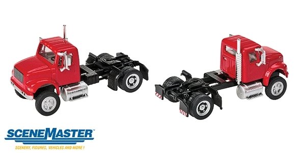 International(R) 4900 Single-Axle Semi Tractor Only - Assembled -- Red, HO, Walthers SceneMaster 11191