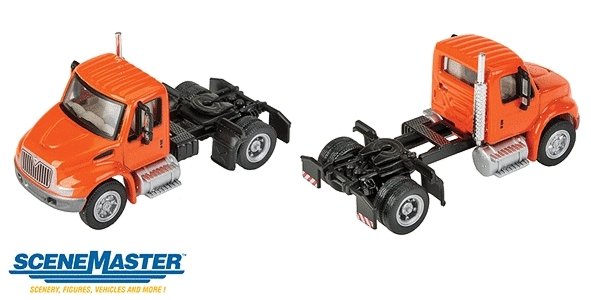 International(R) 4300 Single-Axle Semi Tractor Only - Assembled -- Orange, HO, Walthers SceneMaster 11133