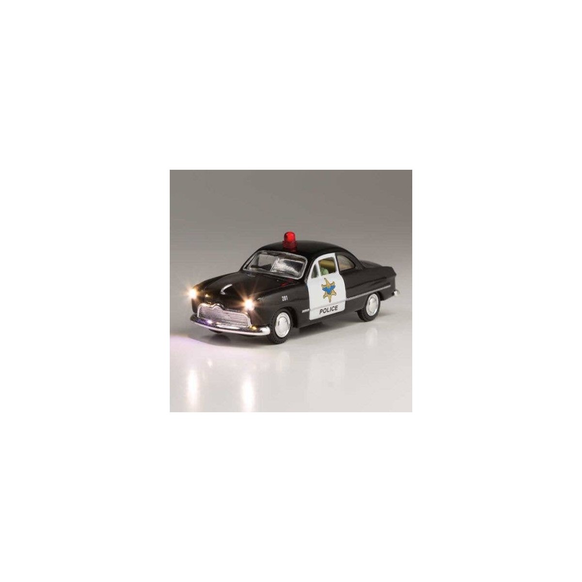 Just Plug(R) Lighted Vehicle -- Police Car (black, white), HO, Woodland Scenics 5593