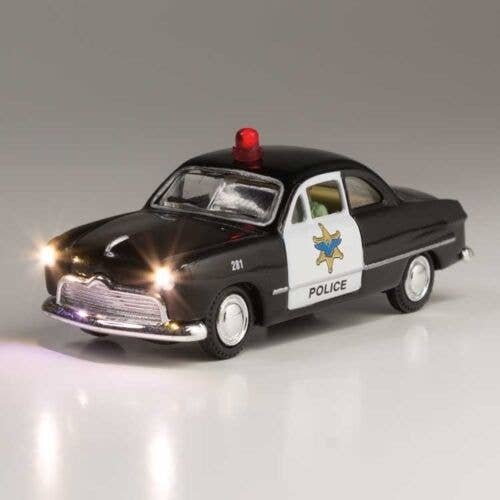 Just Plug(R) Lighted Vehicle -- Police Car (black, white), HO, Woodland Scenics 5593