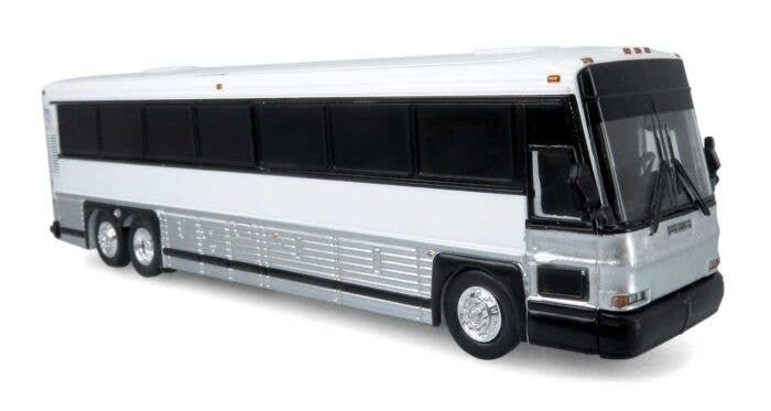 MCI D4000 Coach - Assembled -- Painted, Unlettered (white, silver, black), HO, Iconic Replicas 870483