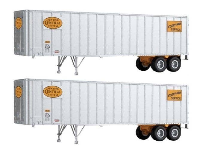 Flexi-Van 40′ Trailer 2-Pack - Assembled -- New York Central 1 (Yellow Logo Flexi-Van Placar, HO, Walthers SceneMaster 2606