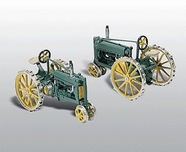 Farm Machinery (Unpainted Metal Kit) -- Original Unstyled Model A Tractor (1934-38) on Steel Whee, HO, Woodland Scenics 211