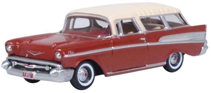 1957 Chevrolet Nomad - Assembled -- Adobe Beige, Sierra Gold, HO, Oxford Diecast 87CN57008