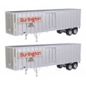 Flexi-Van 40′ Trailer 2-Pack - Assembled -- Chicago, Burlington & Quincy (Large Name Placard, HO, Walthers SceneMaster 2600