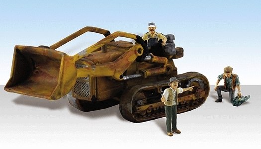 Fritz′s Front Loader - Assembled - AutoScenes(R) -- Crawler & 3 Figures, HO, Woodland Scenics 5558
